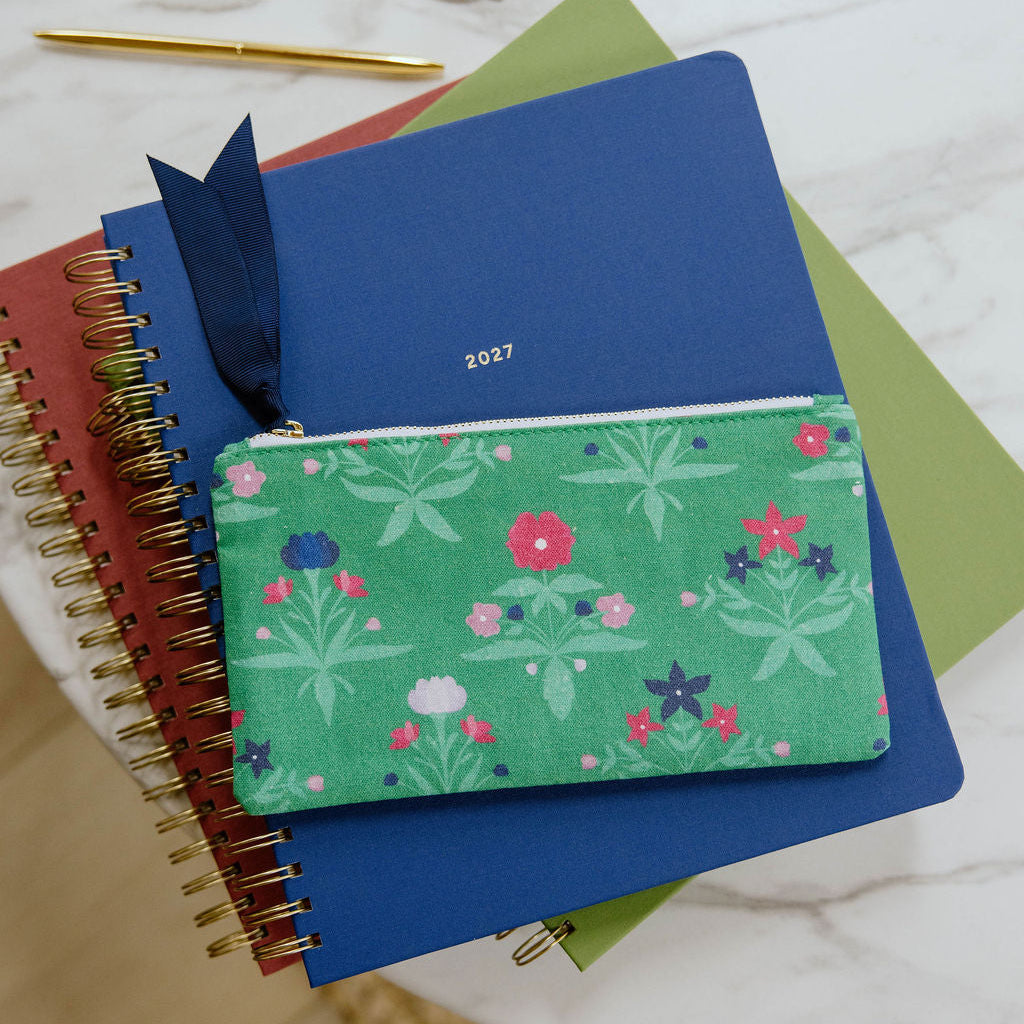 Forest Green Floral Pen Pouch