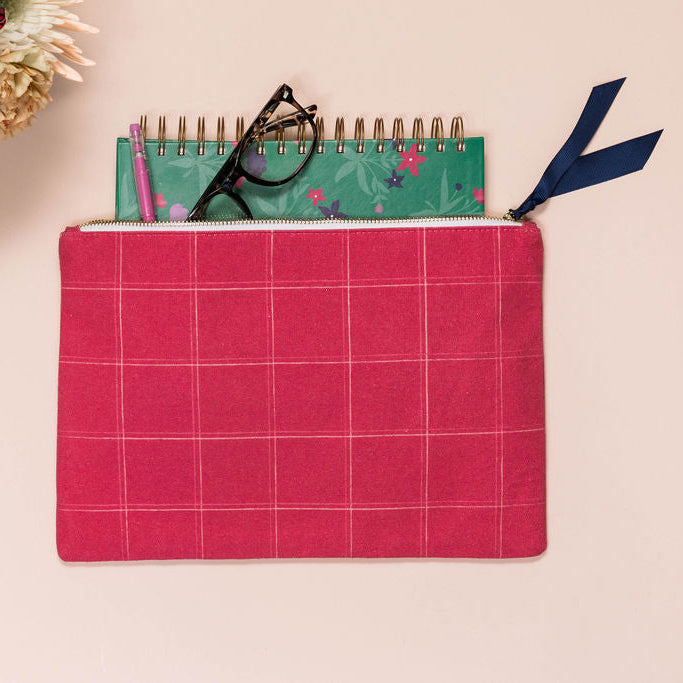 Warm Ruby Grid Planner Pouch