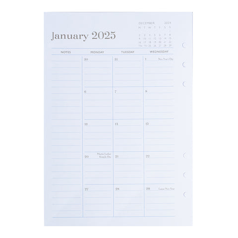 Personal Portfolio Calendar Refills Inserts (January – December 2025)