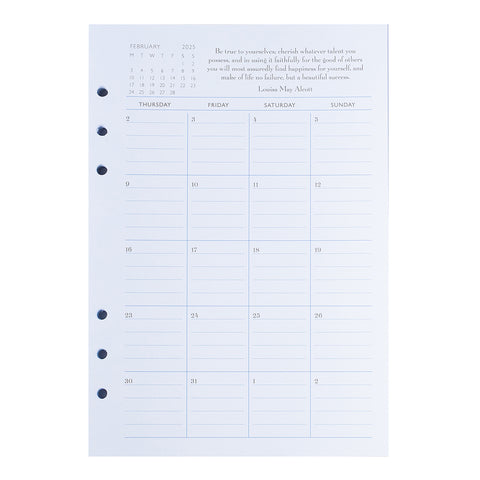 Personal Portfolio Calendar Refills Inserts (January – December 2025)