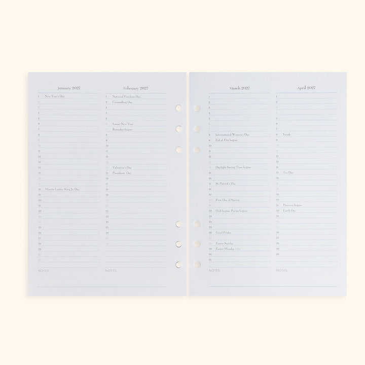 A5 Inserts for Weekly Planner Personal Portfolio 2026