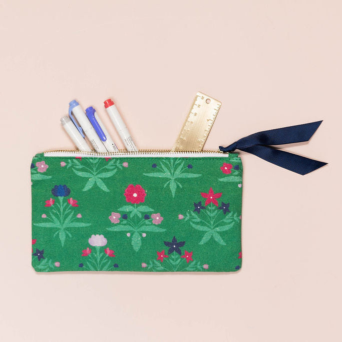 Forest Green Floral Pen Pouch