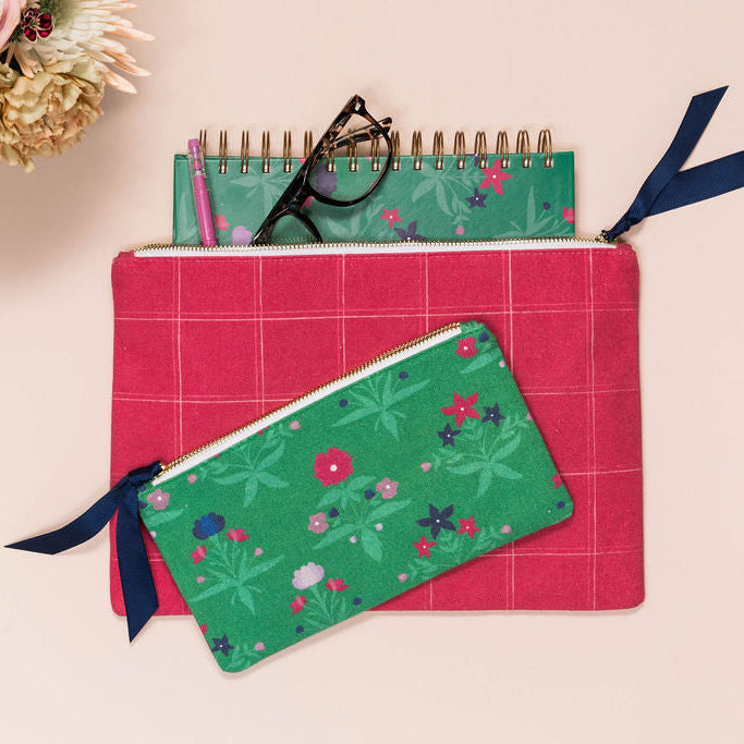 Forest Green Floral Pen Pouch