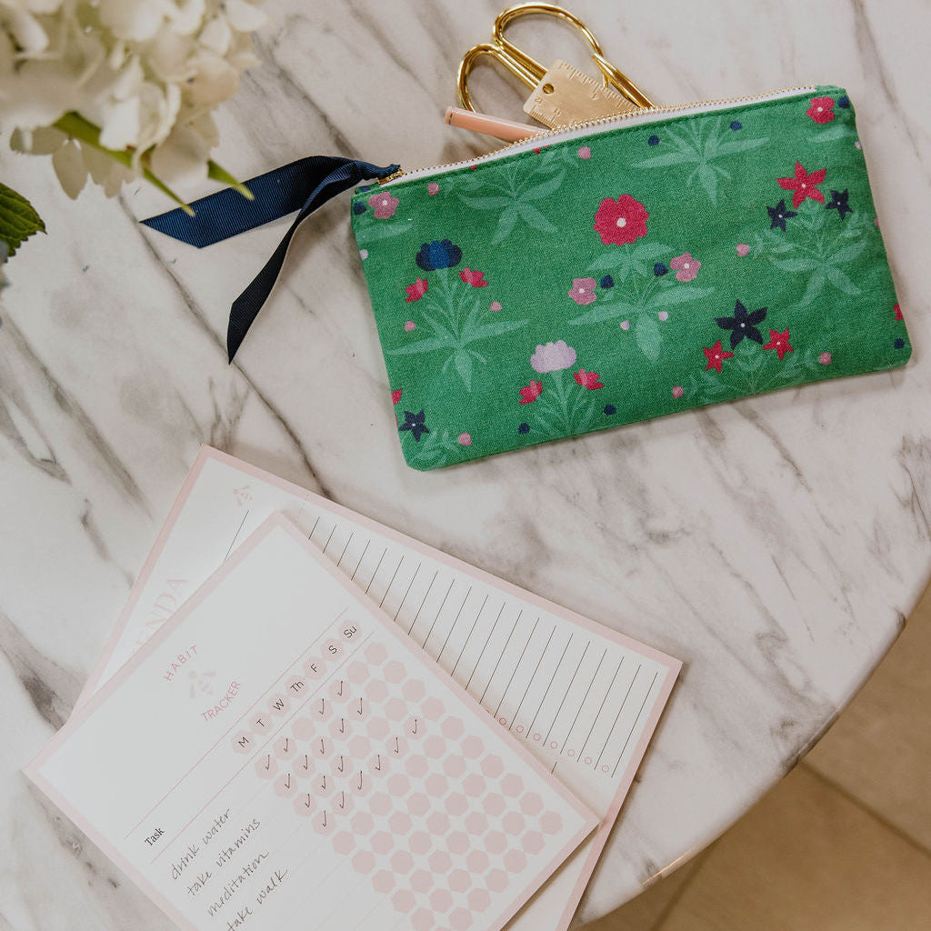 Forest Green Floral Pen Pouch