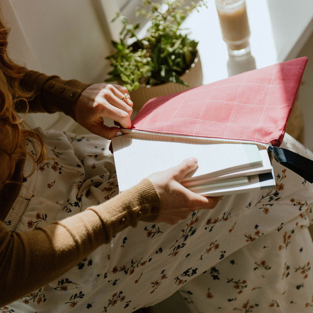 Warm Ruby Grid Planner Pouch
