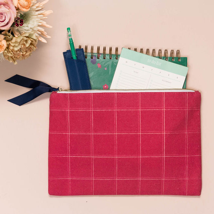 Warm Ruby Grid Planner Pouch