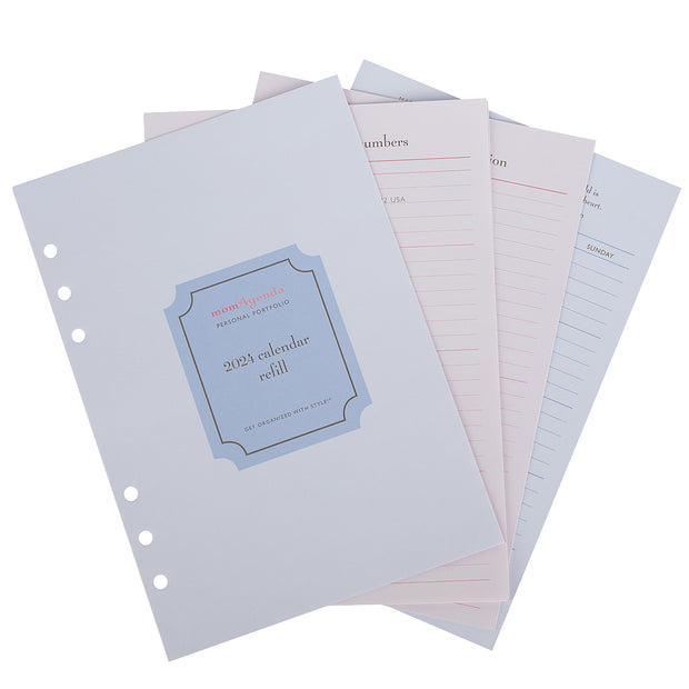 Personal Portfolio Calendar Refills Inserts (January – December 2024)