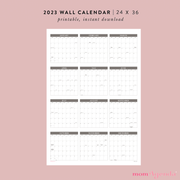 Printable 36 x 24 Poster Size Wall Calendar January - Dec 2023