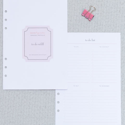 NEW A5 Personal Portfolio Meal Planning, To Do & Notes Refills